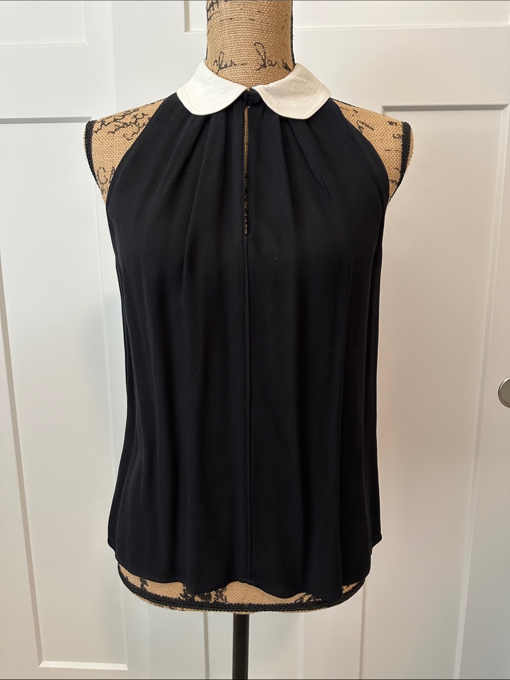 A.L.C. Black Sleeveless Camisole with White Peter Pan Collar